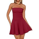 OFEEFAN Womens Tube Dresses Strapless Homecoming Graduation Formal Party Club Mini Dress Date Outfits