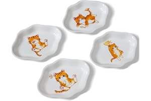 Cinf White Ceramics Tea Bag Coasters Caddy Holder Thanksgiving Set of 4 Cat for Used Tea Bag Spoon Rests Snack Dish