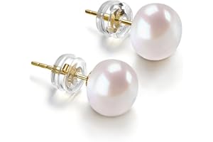 PAVOI 14K Gold AAA+ Handpicked White Freshwater Cultured Pearl Earrings Studs