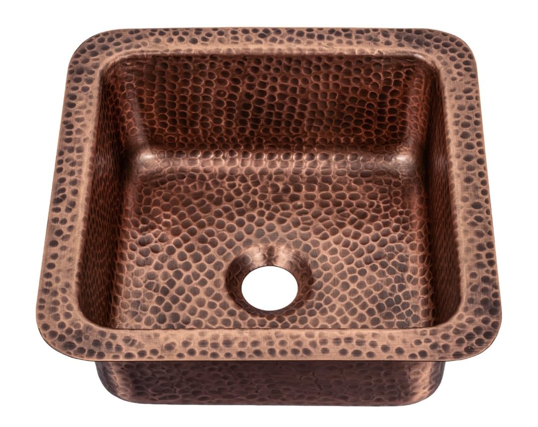 Photo 1 of Monarch Abode Kitchen & Bar Sink – 12-inch Glasgow Dual Mount Drop in Bar Prep Sink, Hand Hammered Pure Copper Sinks, Drop in or Undermount Kitchen Sinks, Decorative Single Dual Mount Bowl