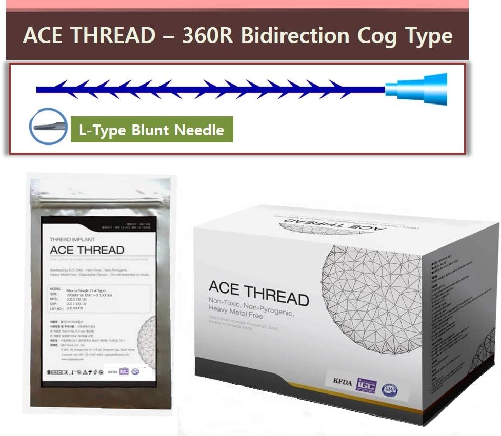 ACE PDO thread lift KOREA face/whole body - 360R Bidirection Cog Type/L-type Blunt (20pcs) - 11 size (21G90)