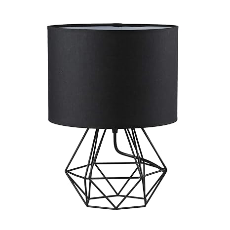 Modern Vintage Style Table Lamps Frideko Ecopower Minimalist Bedside Lamp Night Light Hollowed Out Cage Shape Base With Fabric Shade Desk Lighting