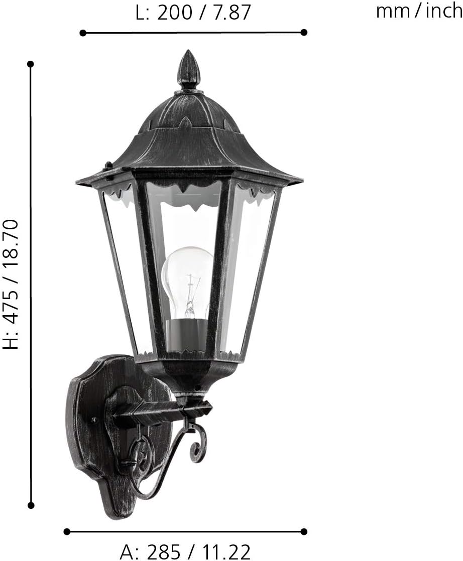 Eglo 93457 NAVEDO Exterior Wall Light in Black and Silver-Patina, One Size - Image 4