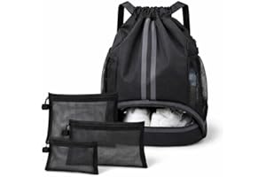 Gym Backpack with Shoe Compartment & 3 Mesh Organizer Pouches – Drawstring Sports Bag for Men & Women, Travel Workout Bag Lig