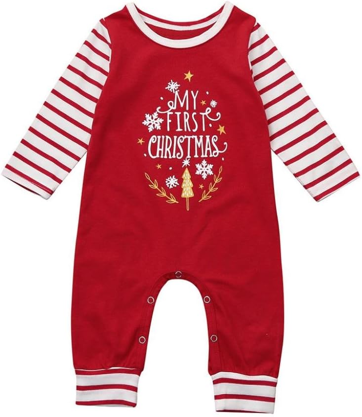 Xshuai for 0-18 Months Kids My First Christmas Newborn Infant Toddler Baby Girls Boys Letter Rompers Jumpsuit Set Outfit Clothes