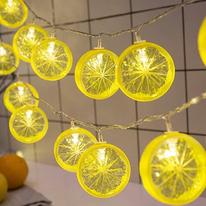 QSBY Schnurlichter Obst Scheibe Zitrone Dekorative Weihnachten LED