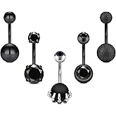 JFORYOU Belly Button Rings Stainless Steel 14G CZ Opal Navel Rings Barbells Women Girls Belly Piercing Jewelry