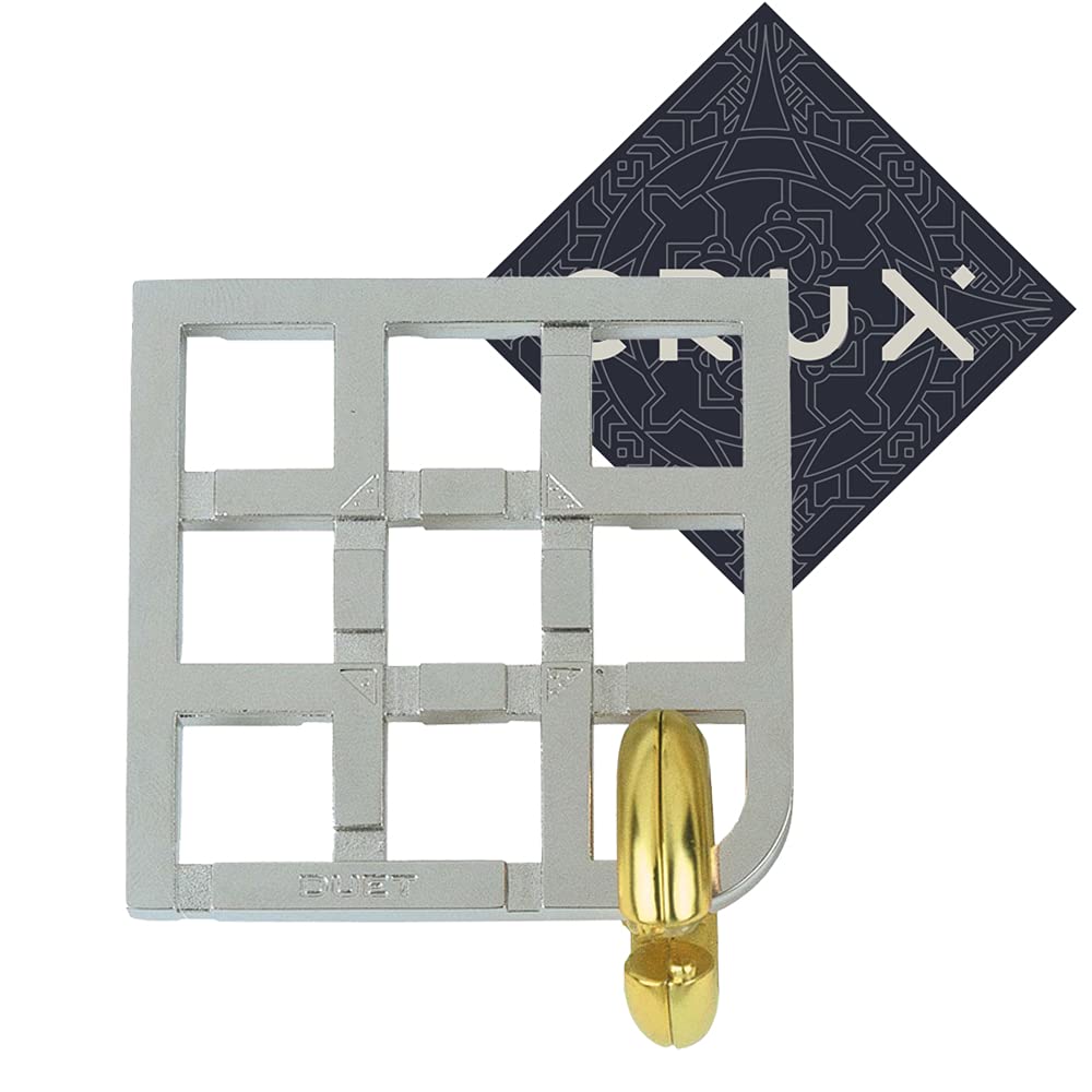 Hanayama Cast Duet Puzzle - Level 5 of 6 - Very Difficult - Includes Crux Sticker