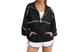 Fisoew Quarter Zip Pullover Women Moisture-Wicking Oversized Sweatshirt Lightweight Workout Athletic Pullover Jacket