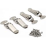 BERYLER® Latch, Stainless Steel Spring Loaded Toggle Latch, Silver Catch Hasp Clamp Clip Lock with High Quality 304 Stainless
