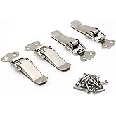 4Pack Spring Loaded Toggle Latch for Cabinet, Wooden Case, Box, Chest | Stainless Steel Catch Hasp Clamp Clip Lock, Easy to Install, Widely Applicable, SS Screw Included