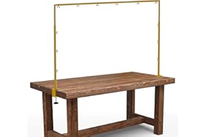 MUTUALSIGN Over The Table Rod Stand with Clamps - Adjustable Table Arch Stand, Metal Table Rod for Wedding, Birthday, Halloween, and Christmas Decorations (29"-97" Length, 26"-42" Tall, Gold)