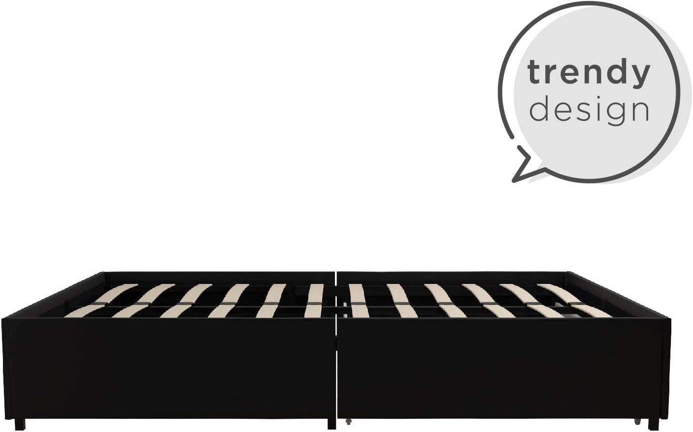 Realrooms Alden Platform Bed With Storage Drawers Black Faux Leather Twin Home Kitchen Beds Frames Bases Guardebem Com