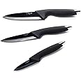 Ozeri Elite Chef Black Ceramic 3-Piece Knife Set Cermic Knives, 12.5 x 7.5 x 1 inches