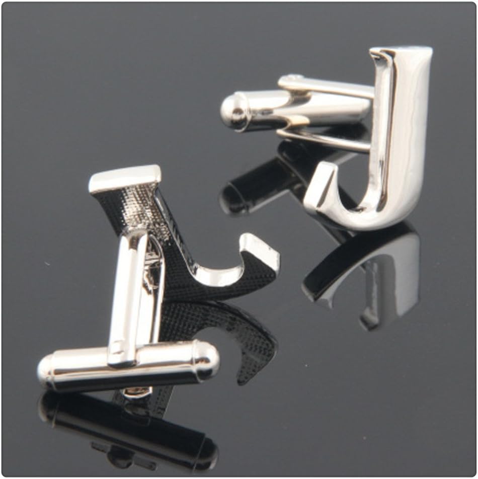 J Cufflinks Silver Round Script Letters Vintage Initial Cuff Links Vintage English Lettering Cuff Links