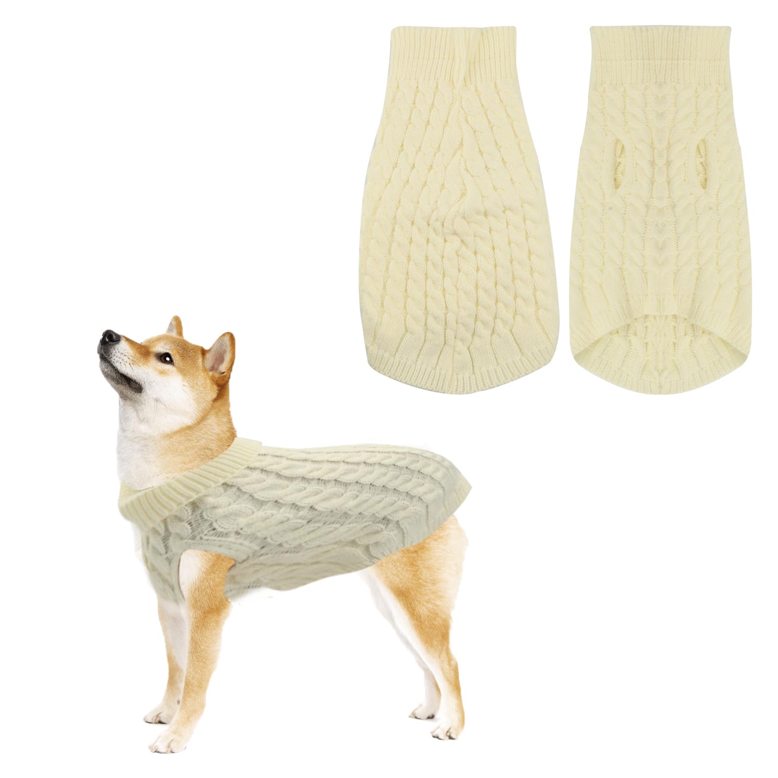 Dog Sweater Winter,Turtleneck Dog Jumper,Knitted Dog Coat,Knitted Pullover Cats Dog Sweater,Cat Jumpers,Warm Pet Winter Clothes Apparel for Small Medium Dogs Yorkie Chihuahua Puppy (White, XL)