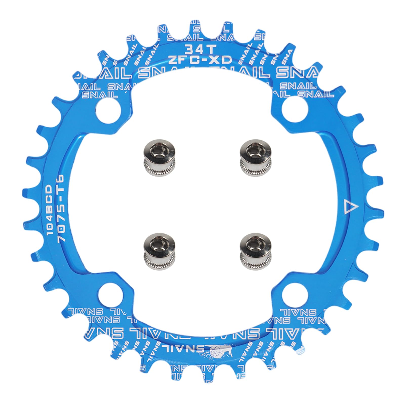 yongness Mountain Bike Single Speed Sprocket, Positive and Negative Tooth Crown, 104BCD Crown, Crank Crown, Aluminum Alloy Chainring (Blue 34T)