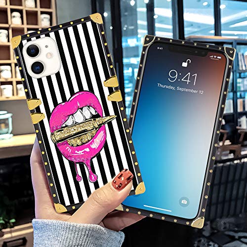 Square Case Compatible Iphone 11 19 6 1 Inch Pink Lips In Bullet Luxury Elegant Soft Tpu Shockproof Protective Metal Decoration Corner Back Cover Case Iphone 11 Case Pricepulse