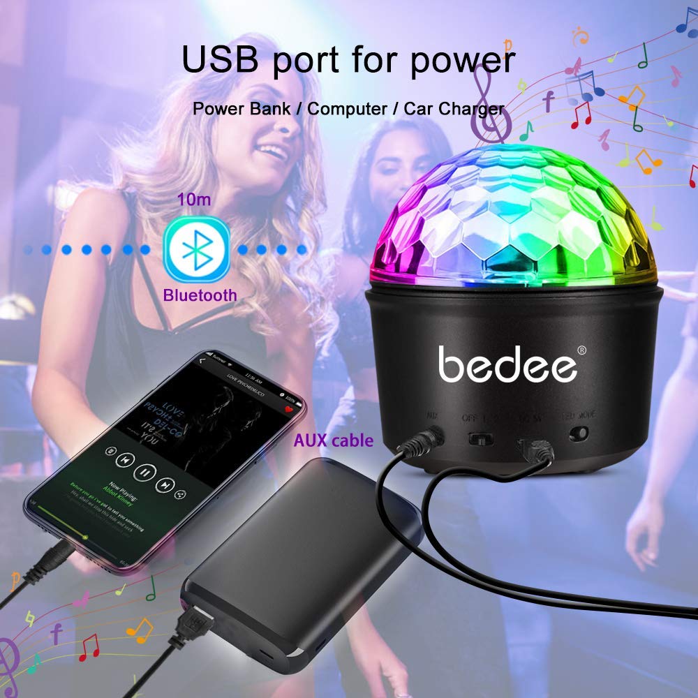 Luci Discoteca LED, bedee Luci Palco LED Palla Discoteca 9 Colori,USB Alimentata luci discoteca con Telecomando Effetti Luce Musica Attivata per party bar Birthday Club Disco DJ Regalo Bambini
