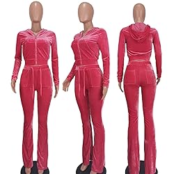 Yeshire Women's 2 Piece Outfits Velvet Sweatsuits