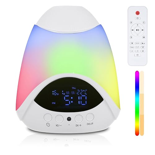 White Noise Machine: 10-in-1 Sound Machine for Sleep with 16 Soothing Nature Sounds | Noise Machine with Remote Control, Color Light, Timer, Remote Control, Temperature Monitor - Use for Baby & Adult