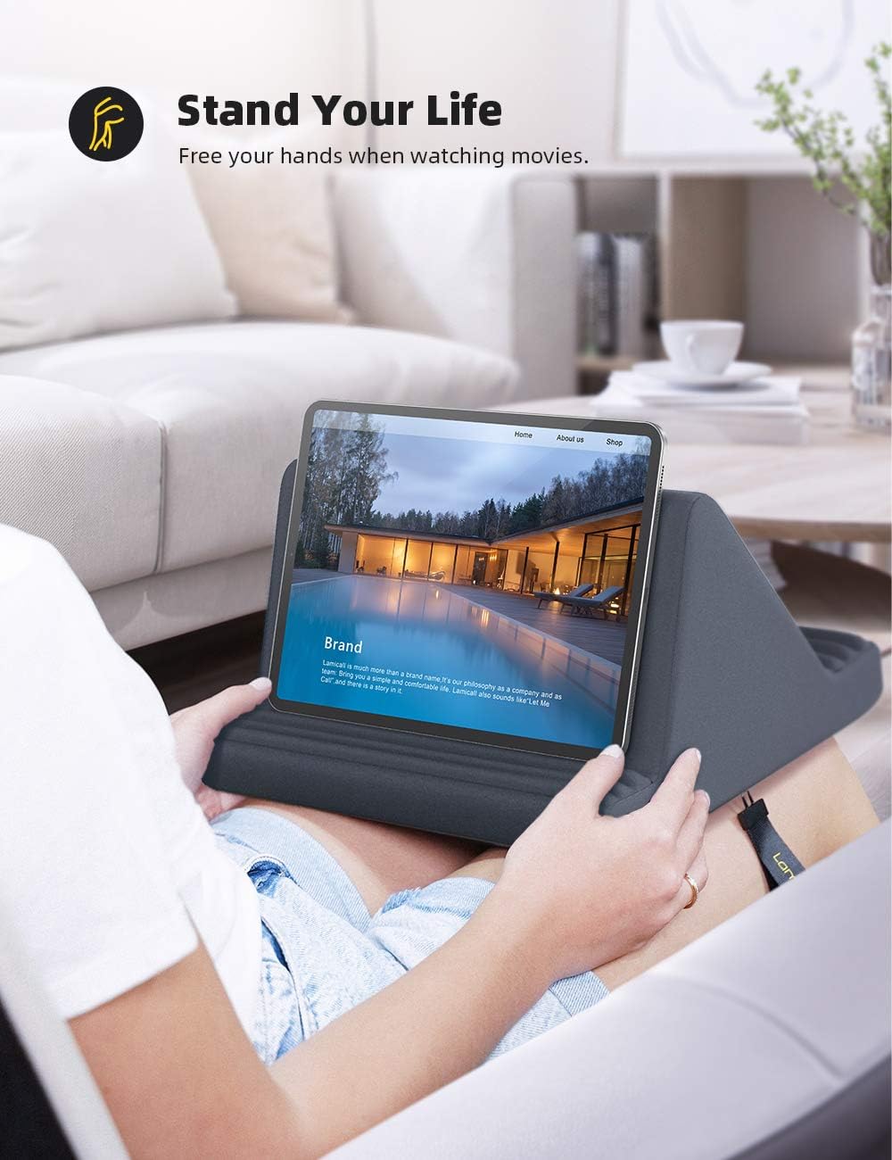 Lamicall Pillow Tablet Holder, Tablet Cushion Stand, Lazy Holder Stand Bed Sofa, Compatible with New 2022 iPad Pro 9.7, 10.5 - Image 4