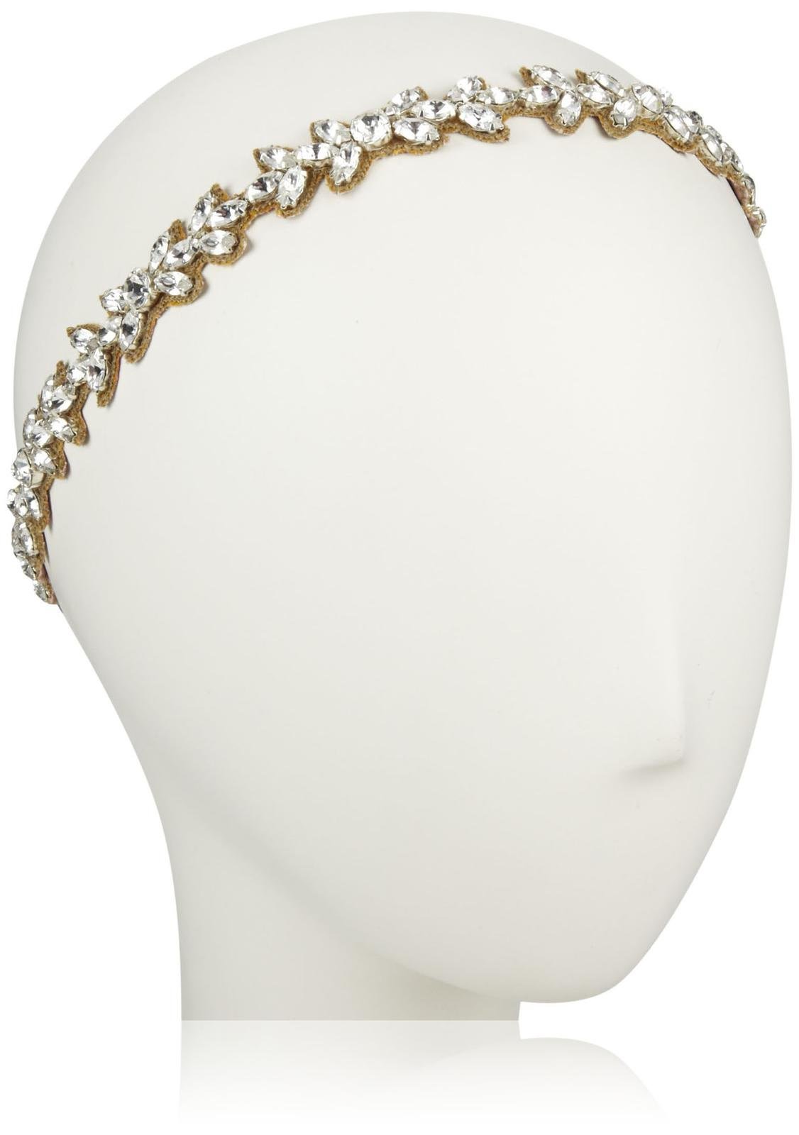 Deepa Gurnani Crystal Dancing Leaves Headband-Gold/silver