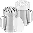 CUSINIUM 14oz Metal Parmesan Cheese Shakers with Large Holes - With Handle - Chili Flakes Dispensers - Pizza Shakers - Pack of 2 | Style: Coarse