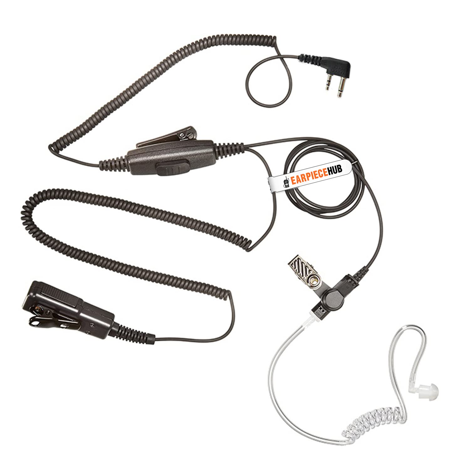 EarpieceHub Double PTT Microphone Earpiece Headset for ICOM Radio 2 Pin