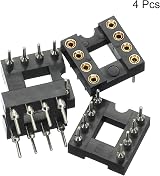 sourcing map 4pcs 8P DIP IC Socket Adapter Round Pin 2.54mm Pitch 7.6mm Row to view 3
