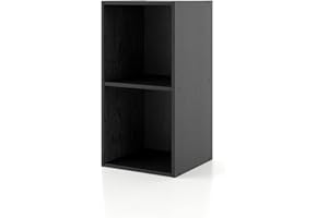HOMES: INSIDE + OUT Apexa 2 Cube Storage Organizer Shelves, Stackable Wood Bookcase Fits Cubby Bins for Organization, Dorm Teen Room Decor & Home Office, Black