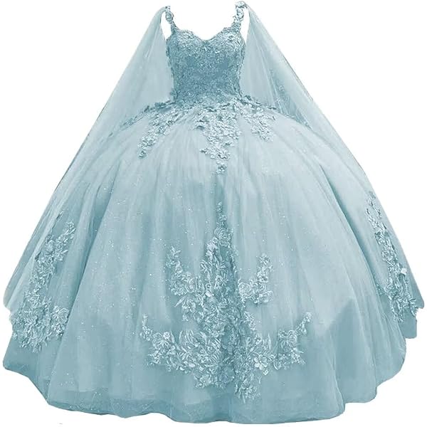 Amazon.com: 2 Pieces Princess Sweet 15 16 Birthday Ball Gown Quinceanera  Dresses with Cape for Women Girls Prom Party Evening Long Silver: Clothing,  Shoes & Jewelry