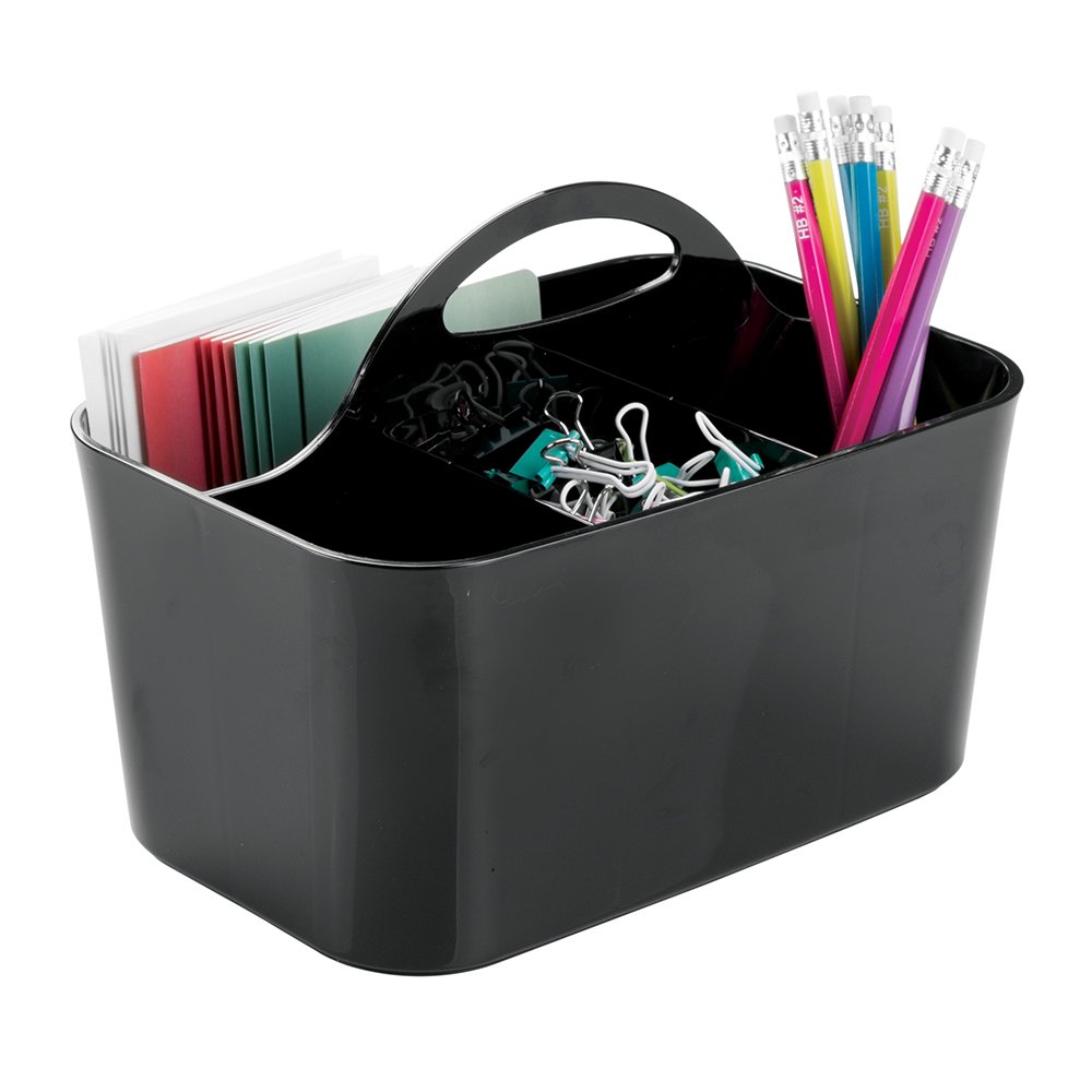 mDesign Office Supplies Desk Organizer Tote for Scissors, Pens, Pencils