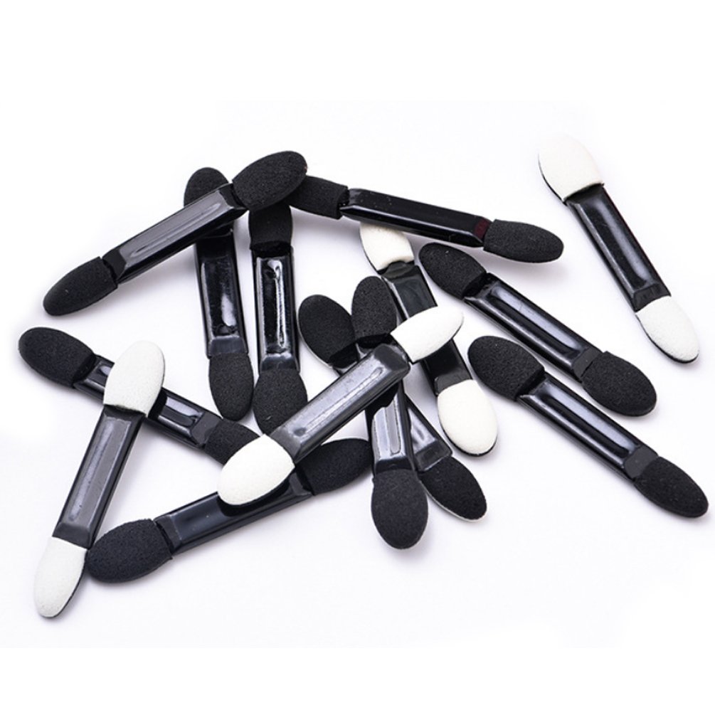 100 Pack Disposable Eyeshadow Brush, KINGMAS Double Ended Sponge Eye Shadow Applicator Makeup Brushes - Black: Beauty