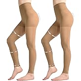 Aaronano 2 Pairs Compression Tights for Women 80D Footless 10-15mmHg Support Shaping Opaque Pantyhose