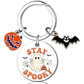 OWIGIU Halloween Keychain Boo Basket Stuffers for Women Him Spooky Gifts for Women Halloween Basket Stuffers Ghost Decorations Small Cute Ghost Pumpkin Keychain
