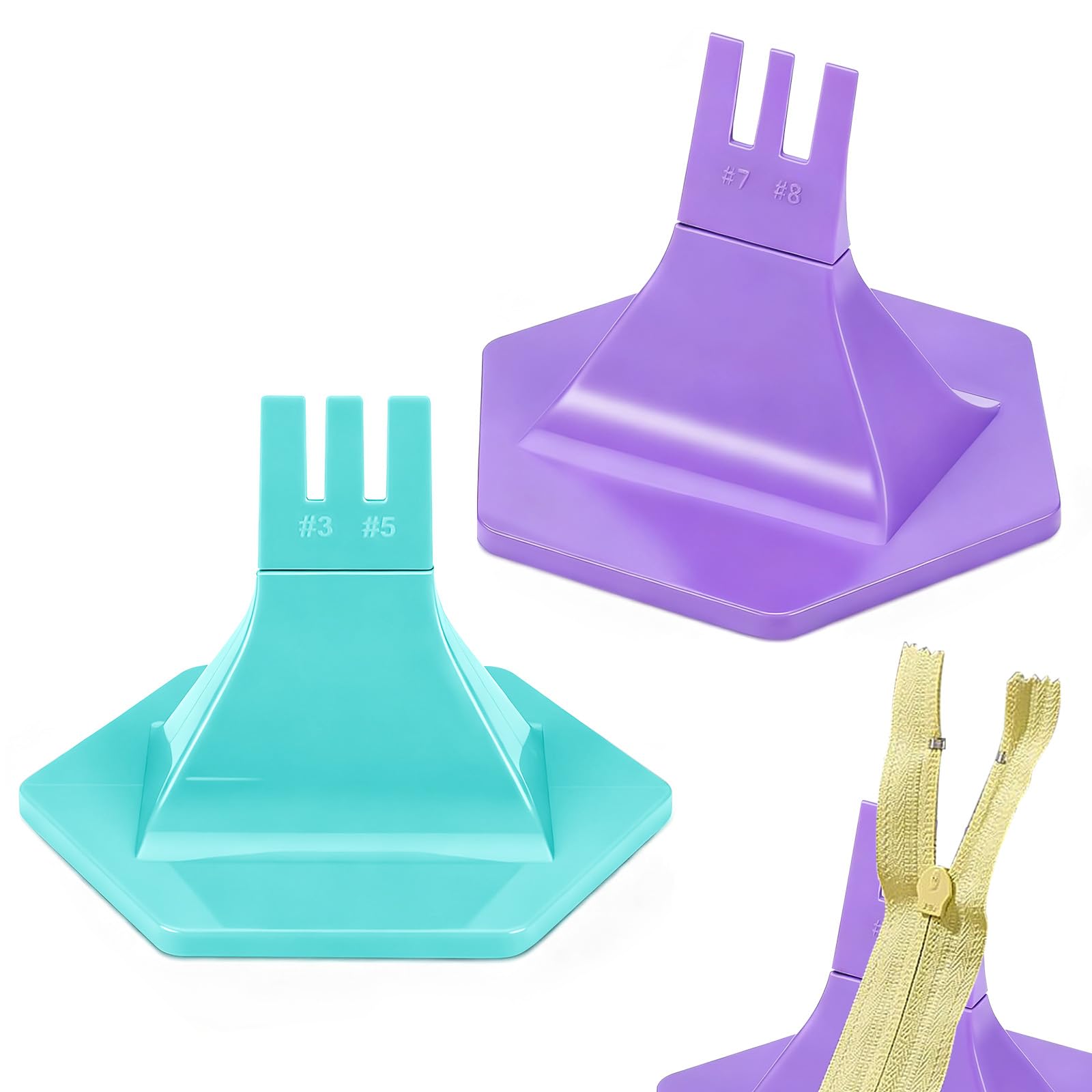 Photo 1 of 2 Pcs Zipper Jig Tool for Zipper Pulls, #3#5#7#8 4 Size Zip Fastener Jig Slider, Quick Slider Holder, Good Helper for Sewing Cloth, Zip Repair Fixer for Pants Dresses Bags DIY Craft Accessories