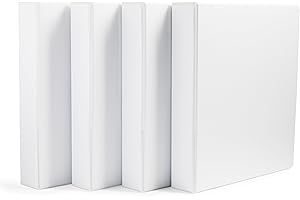 �鶹�� Basics Economy 3 Ring Binder, Showcase View Binder with 1.5 Inch D-Ring, White, 4-Pack