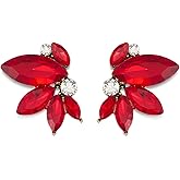 SWEETV Sparkly Rhinestone Stud Earrings for Women, Crystal Wedding Bridal Earrings for Brides,Cluster Bridesmaid Earrings, Prom Formal Party Jewelry