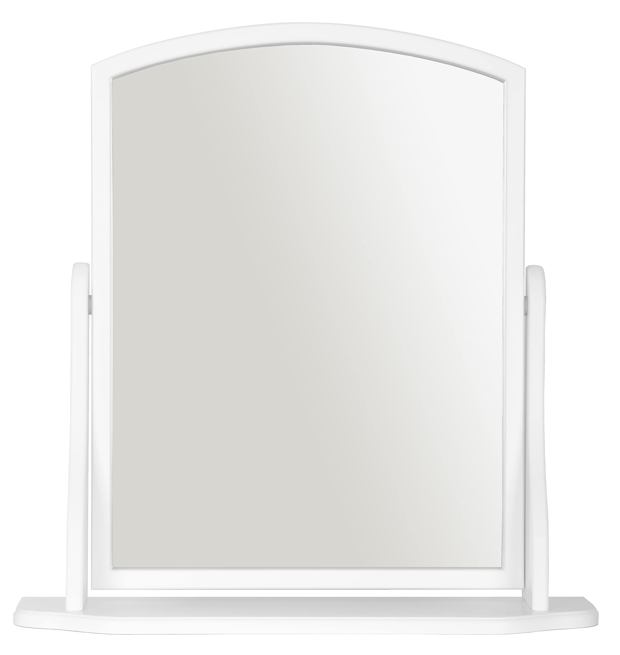 Home Selections Arched Wood Dressing Table Mirror, White, 44x44cm, Wooden Free Standing Tabletop Vanity Mirror