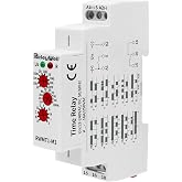 Delay Time Relay, GRT8-M1 AC DC 12V, 24V, 120V, 16A, ReleyWell | Multifunction Timer Relay with 10 Function Selections, 0.1 sec-10 Days, Delay ON Off, Din Rail Timer (M1 AC/DC 12V-240V)