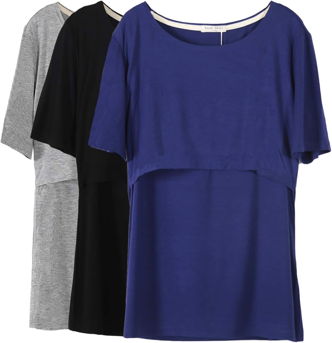 Women's Nursing Tops Short Sleeve Layered Design Breastfeeding Shirts