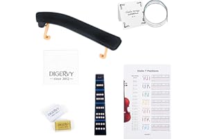 DIGERVY Violin Accessories Kit for 4/4 Full Size Violin- Includes Adjustable Shoulder Rest, Rosin, Finger Guide Sticker, Stri