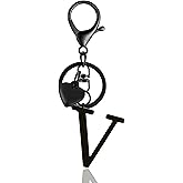 ANHBKAR Metal Heart Alphabet Keychain for Women, Girls - Cute Initial Letter Accessories for Purse, Bag Charms and Backpack