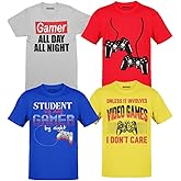 BROOKLYN VERTICAL 4-Pack Boys Short Sleeve Crew Neck T-Shirt with Chest Print | Soft Cotton Sizes 6-20