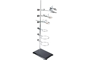 YaeGarden Laboratory Support Stand Set - Metalware Lab Stand with 3 Support Rings & 6 Clips - 23.6" (60cm) - Black