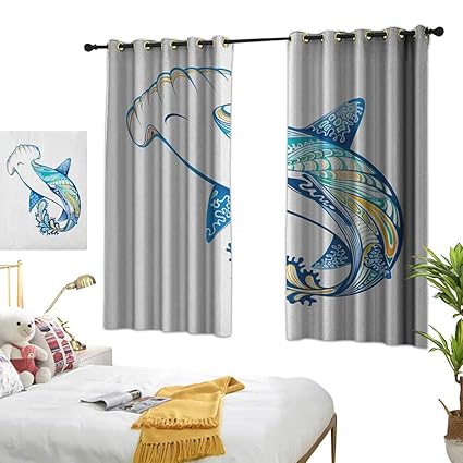 Amazon Com Bedroom Curtains W63 X L63 Abstract Hammer Head Shark