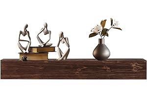 TURRIDU 48" Rustic Wood Fireplace Mantel, Wall-Mounted & Floating Shelf for Home Wall Decor, Rustic Cedar Wood Floating Farmhouse Shelf Handcrafted Wall Mounted for Bathroom, Espresso