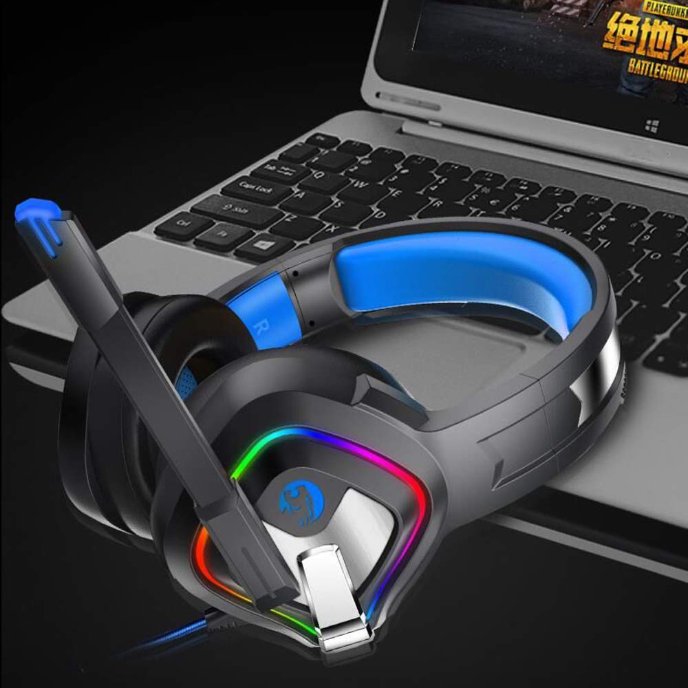 Likorlove Gaming Headset for Xbox one PS4, 4D Surround Sound Over Ear Headphones with Noise Cancelling Mic, LED Lights, Volume Control for PC Laptop Mac iPad Nintendo Switch