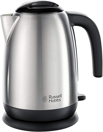 Russell Hobbs Electric Kettle Stainless Steel Black 1.7L 3KW Cordless